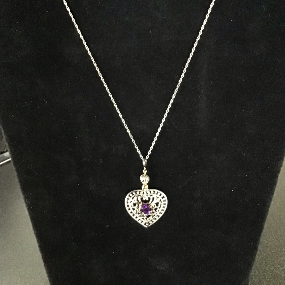 Lenox Sterling Silver Amethyst Heart Necklace